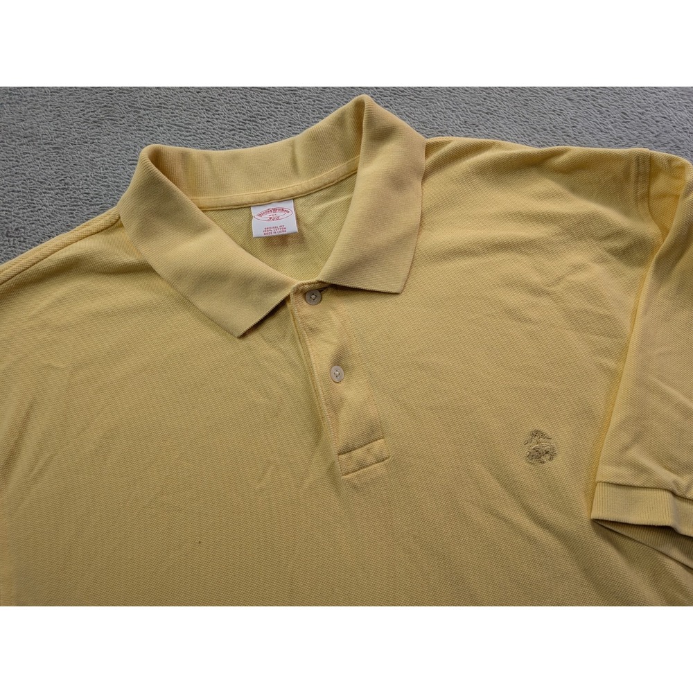 Brooks Brothers 346 Mens XXL Yellow Cotton Pique Short Sleeve Polo Shirt